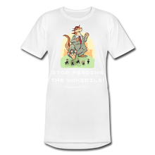 Load image into Gallery viewer, STOP FEEDING THE WOKEDILE! - Two-Sided Printing on Men’s Long Body Urban Tee - white
