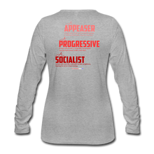 Load image into Gallery viewer, STOP FEEDING  THE WOKEDILE! - Two-Sided Printing on Women's Premium Long Sleeve T-Shirt - white text - heather gray