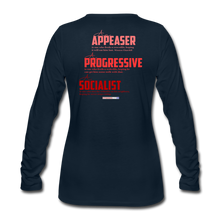 Load image into Gallery viewer, STOP FEEDING  THE WOKEDILE! - Two-Sided Printing on Women's Premium Long Sleeve T-Shirt - white text - deep navy