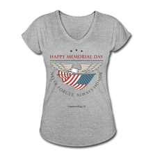 Load image into Gallery viewer, MEMORIAL DAY - Women's Tri-Blend V-Neck T-Shirt - heather gray