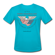 Load image into Gallery viewer, MEMORIAL DAY - Men’s Moisture Wicking Performance T-Shirt - turquoise