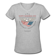 Load image into Gallery viewer, MEMORIAL DAY - Women's V-Neck T-Shirt - gray