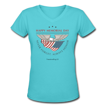 Load image into Gallery viewer, MEMORIAL DAY - Women's V-Neck T-Shirt - aqua