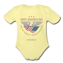 Load image into Gallery viewer, MEMORIAL DAY - Organic Short Sleeve Baby Bodysuit - washed yellow