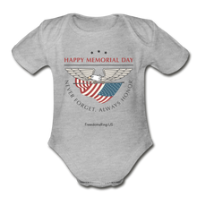 Load image into Gallery viewer, MEMORIAL DAY - Organic Short Sleeve Baby Bodysuit - heather gray
