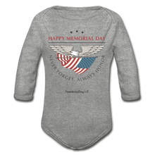 Load image into Gallery viewer, MEMORIAL DAY - Organic Long Sleeve Baby Bodysuit - heather gray
