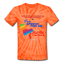 Load image into Gallery viewer, FREE SPEECH FOR ME, BUT NOT FOR THEE - Unisex Tie Dye T-Shirt - spider orange