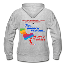 Load image into Gallery viewer, FREE SPEECH FOR ME, BUT NOT FOR THEE - Gildan Heavy Blend Women's Zip Hoodie - heather gray