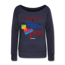 Load image into Gallery viewer, FREE SPEECH FOR ME, BUT NOT FOR THEE - Women's Wideneck Sweatshirt - melange navy