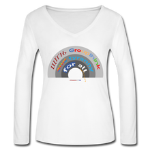 Load image into Gallery viewer, GROUPTHINK RAINBOW - Women’s Long Sleeve  V-Neck Flowy Tee - white