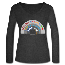 Load image into Gallery viewer, GROUPTHINK RAINBOW - Women’s Long Sleeve  V-Neck Flowy Tee - deep heather