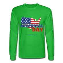 Load image into Gallery viewer, MEMORIAL DAY US FLAG - Men's Long Sleeve T-Shirt - bright green
