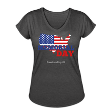 Load image into Gallery viewer, MEMORIAL DAY US FLAG - Women's Tri-Blend V-Neck T-Shirt - deep heather