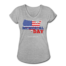 Load image into Gallery viewer, MEMORIAL DAY US FLAG - Women's Tri-Blend V-Neck T-Shirt - heather gray
