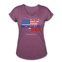 Load image into Gallery viewer, MEMORIAL DAY US FLAG - Women's Tri-Blend V-Neck T-Shirt - heather plum
