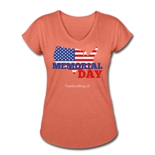 Load image into Gallery viewer, MEMORIAL DAY US FLAG - Women's Tri-Blend V-Neck T-Shirt - heather bronze