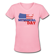 Load image into Gallery viewer, MEMORIAL DAY US FLAG - Women's V-Neck T-Shirt - pink