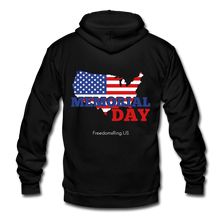 Load image into Gallery viewer, MEMORIAL DAY US FLAG - Unisex Fleece Zip Hoodie - black