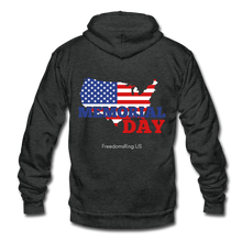 Load image into Gallery viewer, MEMORIAL DAY US FLAG - Unisex Fleece Zip Hoodie - charcoal gray
