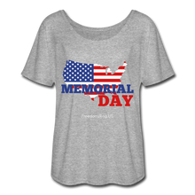 Load image into Gallery viewer, MEMORIAL DAY US FLAG - Women’s Flowy T-Shirt - heather gray