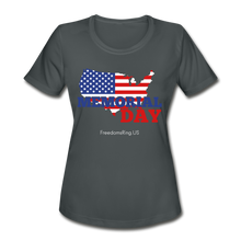 Load image into Gallery viewer, MEMORIAL DAY US FLAG - Women's Moisture Wicking Performance T-Shirt - charcoal