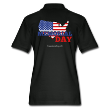 Load image into Gallery viewer, MEMORIAL DAY US FLAG - Women's Pique Polo Shirt - black