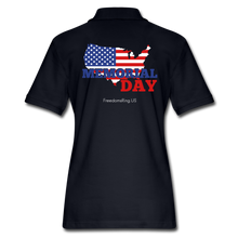 Load image into Gallery viewer, MEMORIAL DAY US FLAG - Women's Pique Polo Shirt - midnight navy