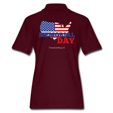 Load image into Gallery viewer, MEMORIAL DAY US FLAG - Women's Pique Polo Shirt - burgundy