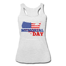 Load image into Gallery viewer, MEMORIAL DAY US FLAG - Women’s Tri-Blend Racerback Tank - heather white