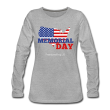 Load image into Gallery viewer, MEMORIAL DAY US FLAG - Women's Premium Long Sleeve T-Shirt - heather gray