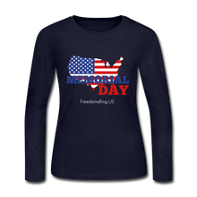 Load image into Gallery viewer, MEMORIAL DAY US FLAG - Women's Long Sleeve Jersey T-Shirt - navy