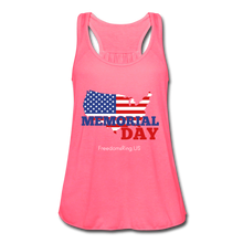 Load image into Gallery viewer, MEMORIAL DAY US FLAG - Women's Flowy Tank Top by Bella - neon pink
