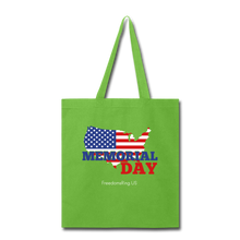 Load image into Gallery viewer, MEMORIAL DAY US FLAG - Tote Bag - lime green