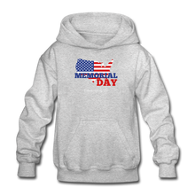 Load image into Gallery viewer, MEMORIAL DAY US FLAG - Gildan Heavy Blend Youth Hoodie - heather gray