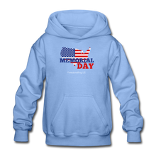 Load image into Gallery viewer, MEMORIAL DAY US FLAG - Gildan Heavy Blend Youth Hoodie - carolina blue