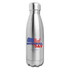 Load image into Gallery viewer, MEMORIAL DAY US FLAG - Insulated Stainless Steel Water Bottle - silver