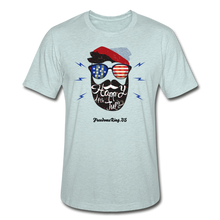 Load image into Gallery viewer, HAPPY 4TH BEARDY! - Unisex Heather Prism T-Shirt - heather prism ice blue