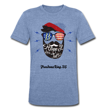 Load image into Gallery viewer, HAPPY 4TH BEARDY! - Unisex Tri-Blend T-Shirt - heather Blue