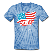 Load image into Gallery viewer, JULY 4TH FLAG - Unisex Tie Dye T-Shirt - spider baby blue