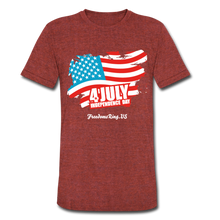 Load image into Gallery viewer, JULY 4TH FLAG - Unisex Tri-Blend T-Shirt - heather cranberry