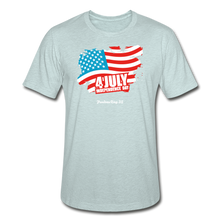 Load image into Gallery viewer, JULY 4TH FLAG - Unisex Heather Prism T-Shirt - heather prism ice blue