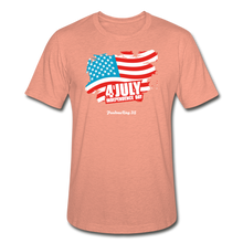 Load image into Gallery viewer, JULY 4TH FLAG - Unisex Heather Prism T-Shirt - heather prism sunset