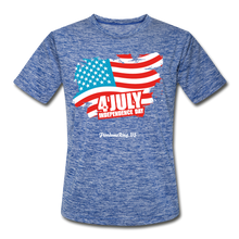 Load image into Gallery viewer, JULY 4TH FLAG - Men’s Moisture Wicking Performance T-Shirt - heather blue