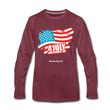 Load image into Gallery viewer, JULY 4TH FLAG - Men's Premium Long Sleeve T-Shirt - heather burgundy
