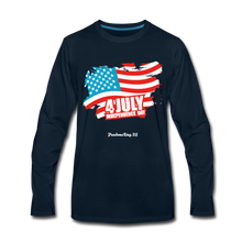 Load image into Gallery viewer, JULY 4TH FLAG - Men's Premium Long Sleeve T-Shirt - deep navy