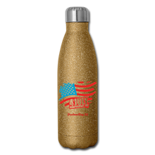 Load image into Gallery viewer, JULY 4TH FLAG - Insulated Stainless Steel Water Bottle - gold glitter