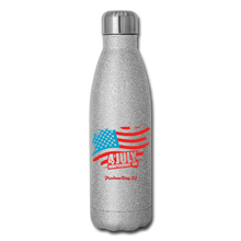 Load image into Gallery viewer, JULY 4TH FLAG - Insulated Stainless Steel Water Bottle - silver glitter