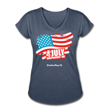 Load image into Gallery viewer, JULY 4TH FLAG - Women's Tri-Blend V-Neck T-Shirt - navy heather