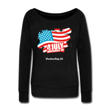 Load image into Gallery viewer, JULY 4TH FLAG - Women's Wideneck Sweatshirt - black