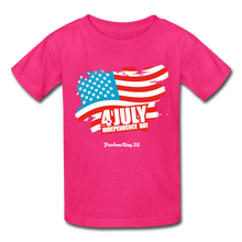 Load image into Gallery viewer, JULY 4TH FLAG - Gildan Ultra Cotton Youth T-Shirt - fuchsia